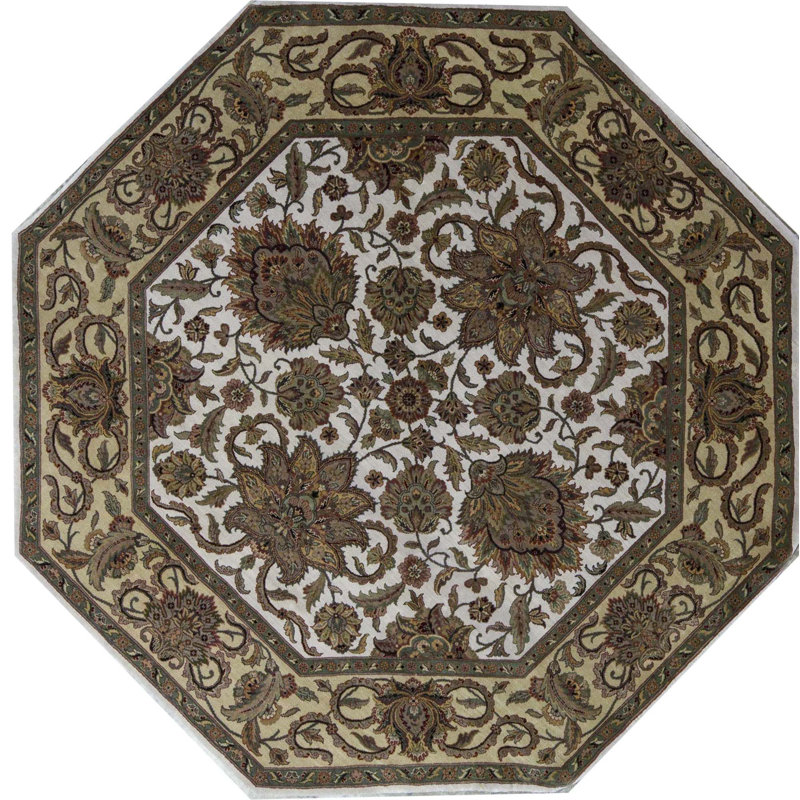Hand Knotted Wool Oriental Area Rug, Octagon 8'1"