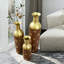 Ensemble de 3 vases décoratifs en métal, motif de feuilles brunes rustiques pour la maison et le salon