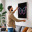 Neon Butterfly Modern - Wrapped Canvas-178288404-178288403