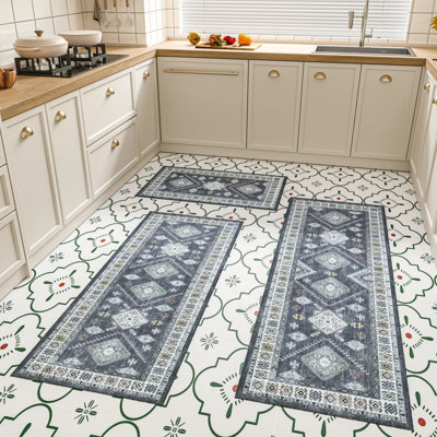 3 Pieces Washable Shackelford Non Slip Kitchen Mats