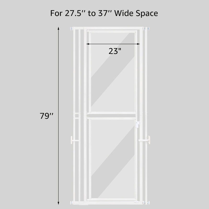 79" High Extra Tall Cat Gate, Clear Acrylic Dog Gate for Doorways Stairs, Fit for 27.5"-37" Wide Openings, No Drilling Pet Proof Safety Gate Indoor Use