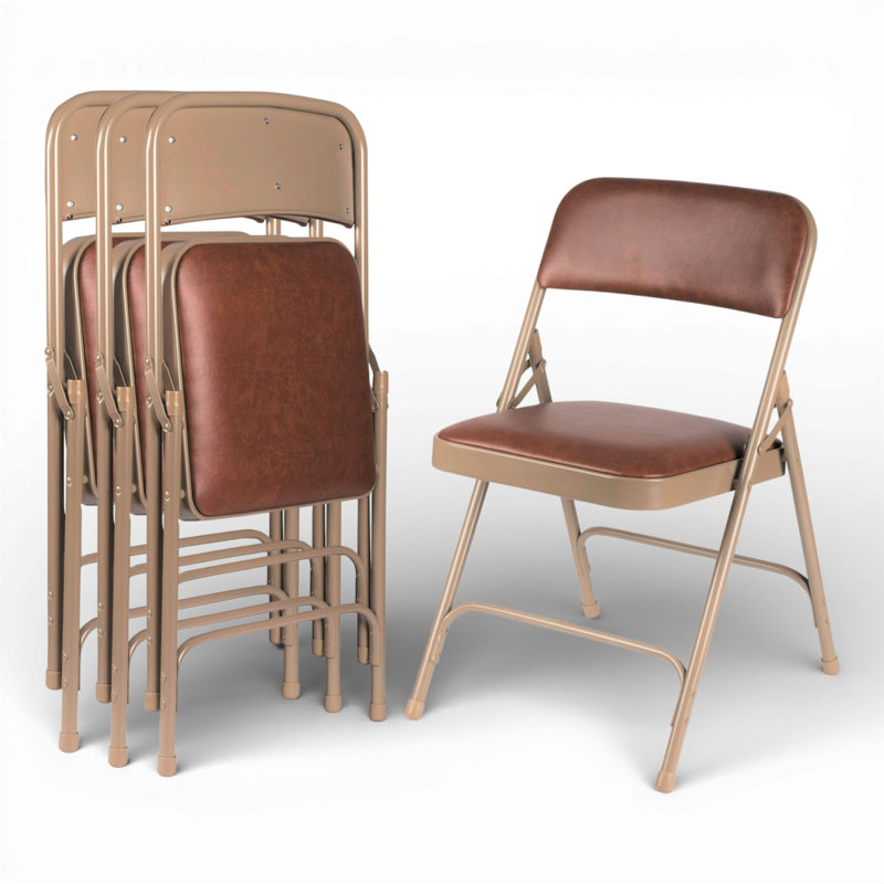 Hampden Furnishings Bernadine Vinyl Office Folding Chair, Brown 