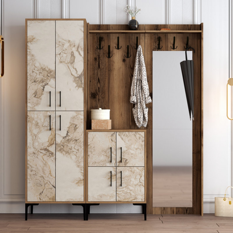 Arvydas Hall Tree 180cm Wide with Shoe Storage