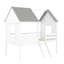 Lit simple avec deux fenêtres latérales - stable et bois de pin gris blanc pour créer un espace de rêve pour le bois massif