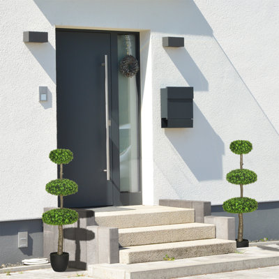 Ensemble de 2 topiaires de buis artificiels en pots, 43,25 po de plantes artificielles pour le bureau à domicile, le salon, l'intérieur et l'extérieur