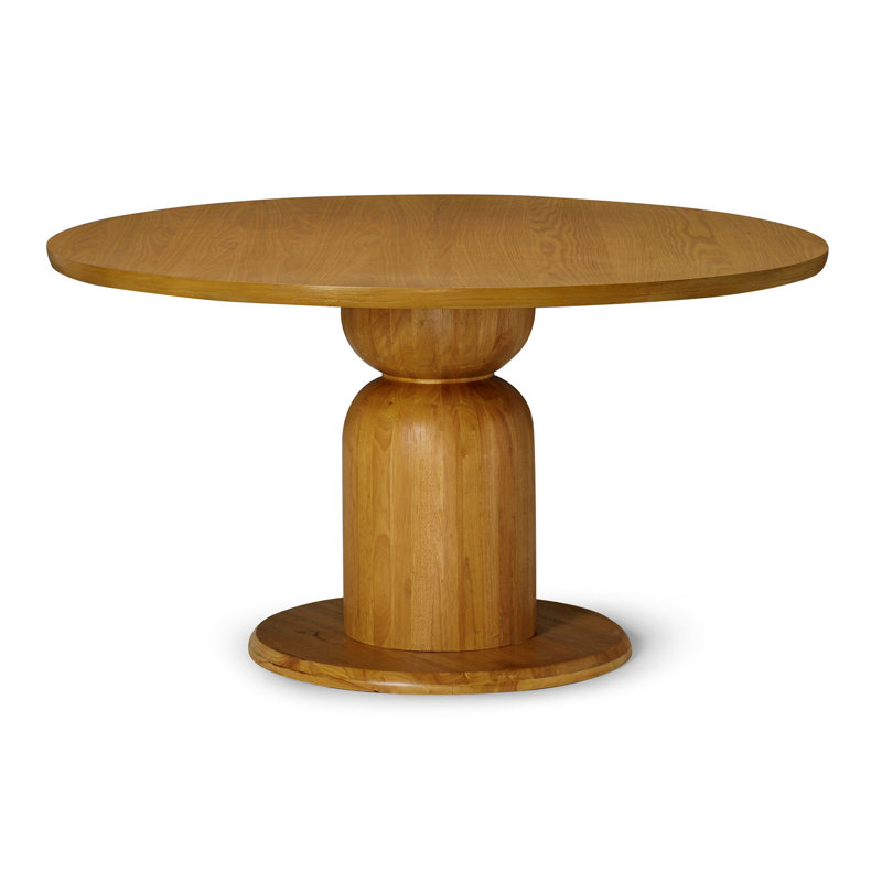 Maven Lane Mila Contemporary Round Wooden Dining Table in Refined Natural Finish, Brown
