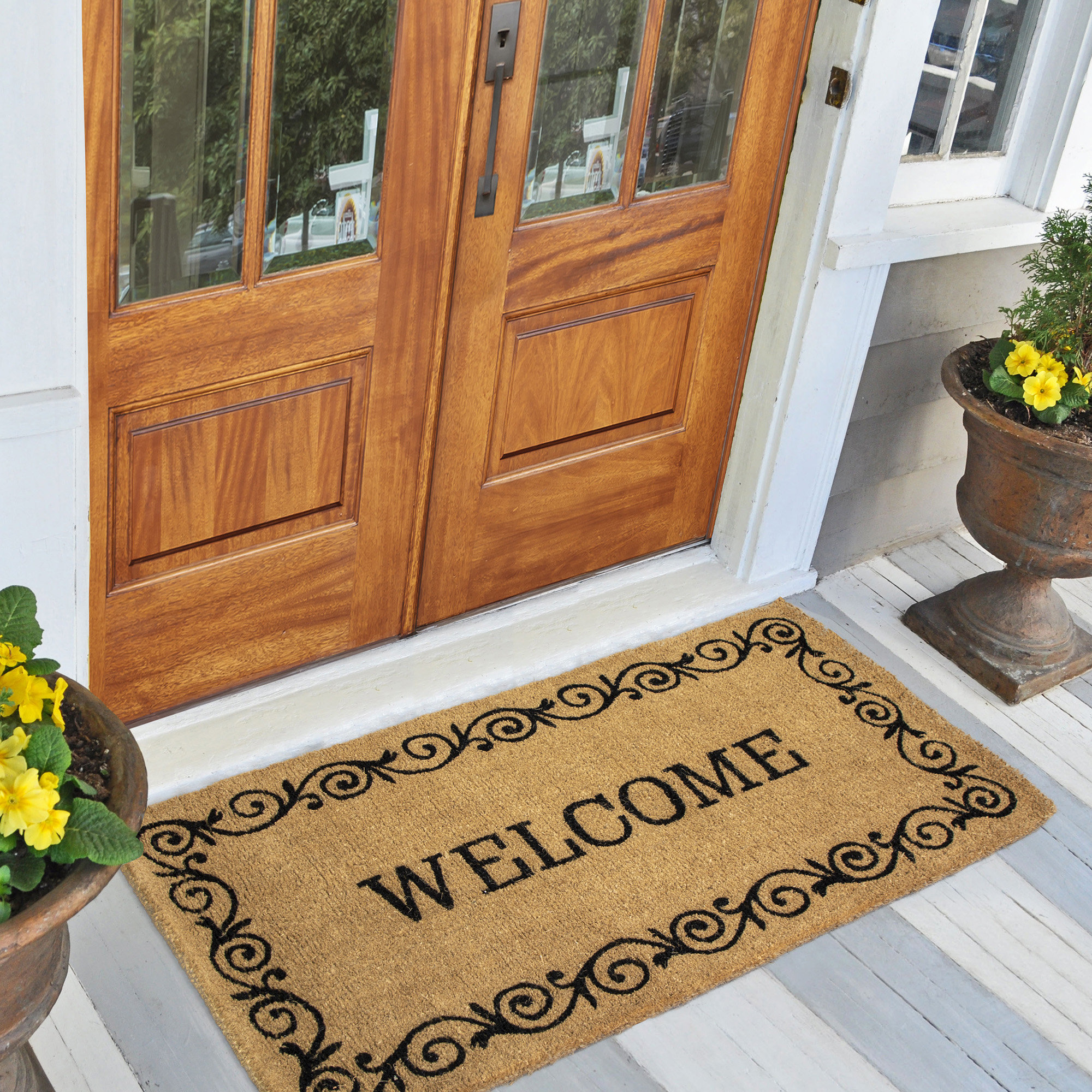 A1hc Rubber & Coir Monogrammed Door Mat for Front Door, 24x39, Anti-Shed Treated Durable Doormat for Outdoor Entrance, Heavy Duty, Thin Profile Easy