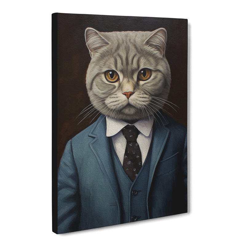 Cat In A Suit No.4 - No Frame Print, 76cm H x 50cm W x 3cm D