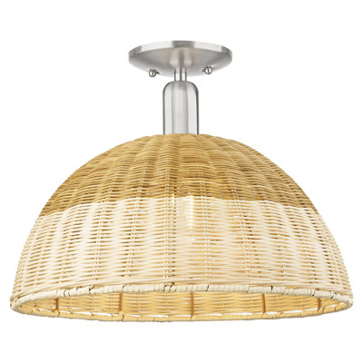 Downtown Urban - Coleena - 1 Light Semi-Flush Mount with Basketweave Shade
