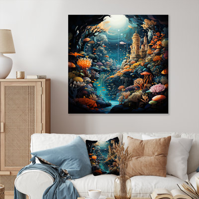 «Coral Mistic Underwater Kingdom I», art mural fantastique en métal