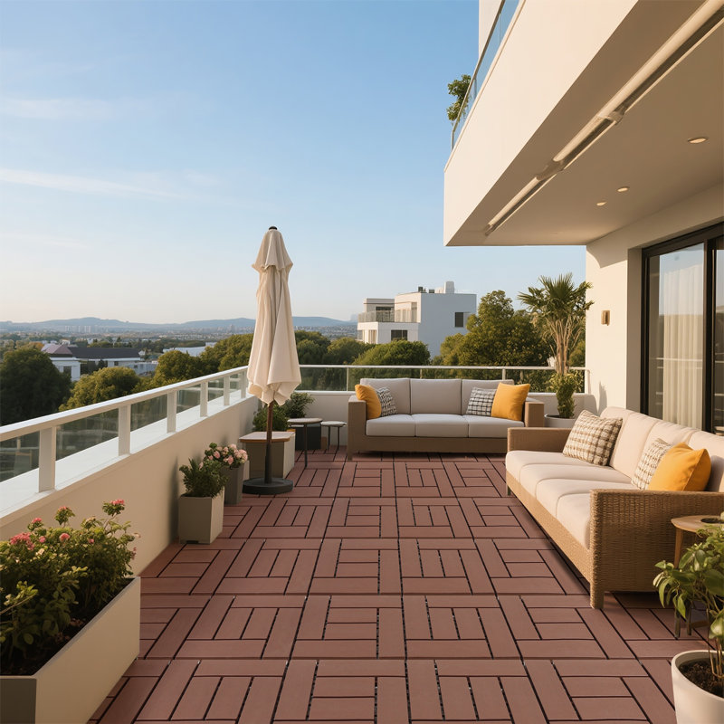 12-Inch ZZ Style Interlocking Deck Tiles, Brown