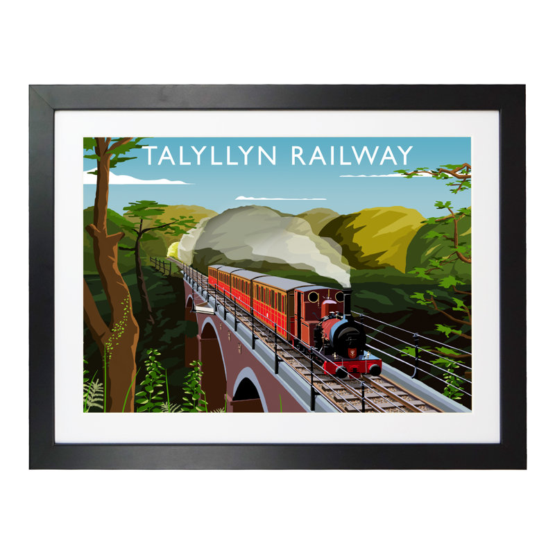 'Talyllyn Railway' by Richard O'Neil - Print, Black Wood Frame, 33.5 cm H x 43.5 cm W x 2.2 cm D