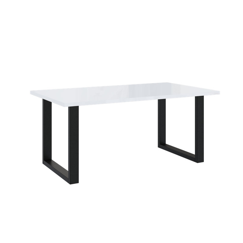 Dining Table Asai with Black Metal Legs, White