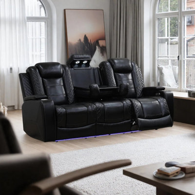 3-seat Breathing Leather Recliner Sofa