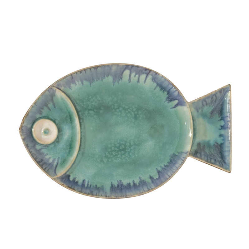 Blue Fish Plate Wall Décor, 16" H x 10.2" W x 1" D