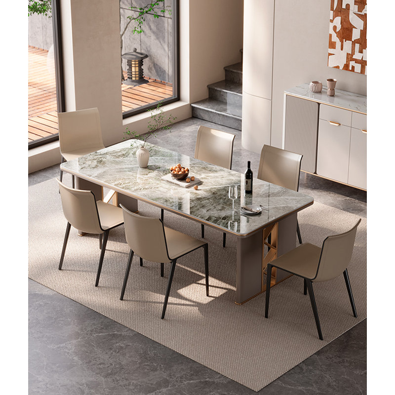 Chaise de salle à manger en cuir italien, Beige