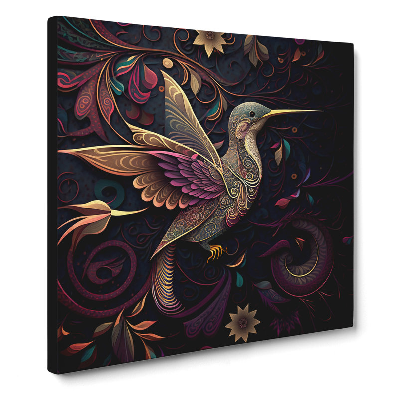 Hummingbird Paisley - No Frame Print, 50cm H x 50cm W x 3cm D