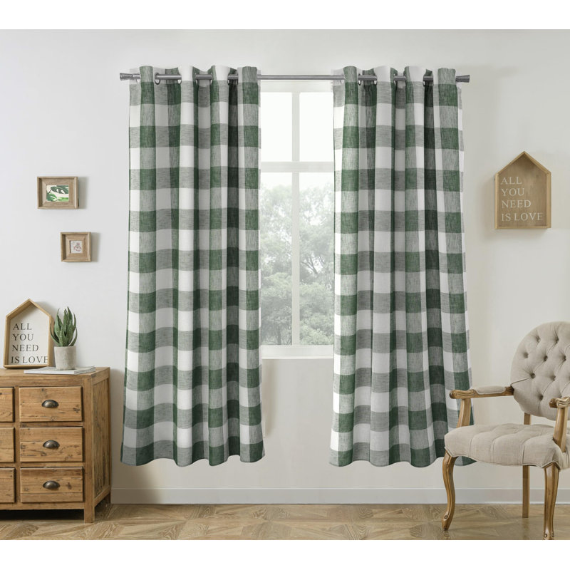 Adamantini Plaid Blackout Thermal Grommet Curtain Panels, 52" W x 63" L, Green