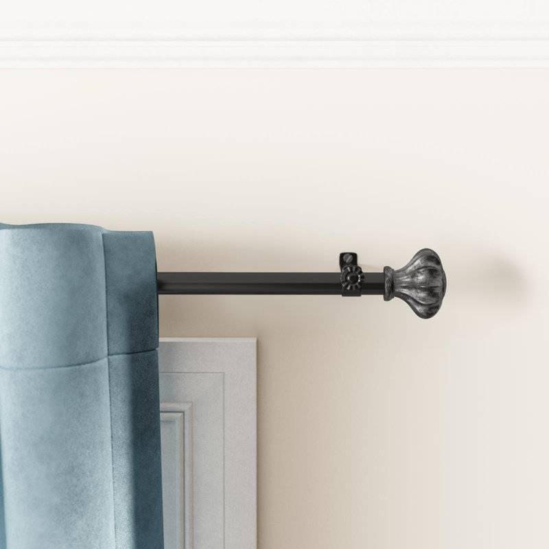 Tringle à rideaux simple réglable 48 "à 288" Darcey, Noir