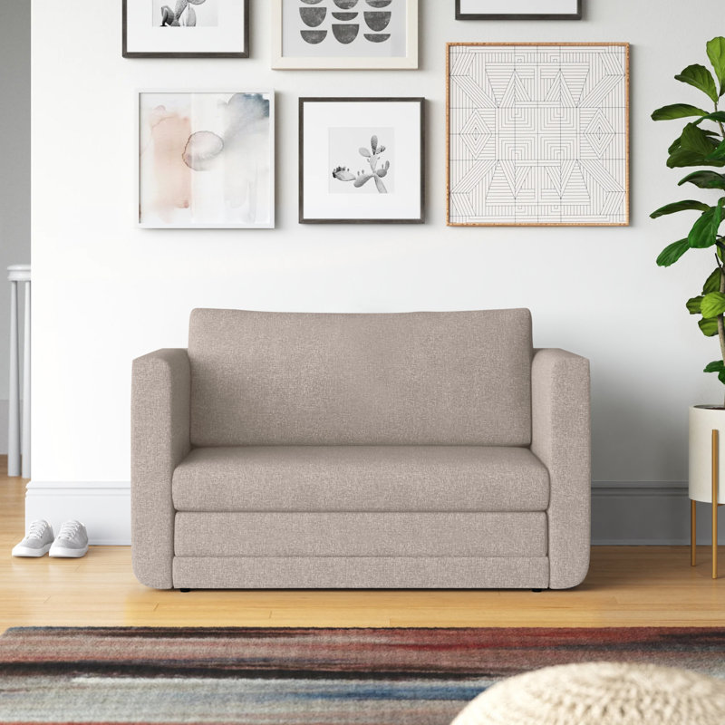 Jalyn Twin 50'' Upholstered Futon, Beige Polyester