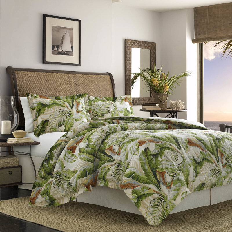 Tommy Bahama Palmiers Cotton Reversible 4 Piece Comforter Set, Queen Comforter + 3 Additional Pieces