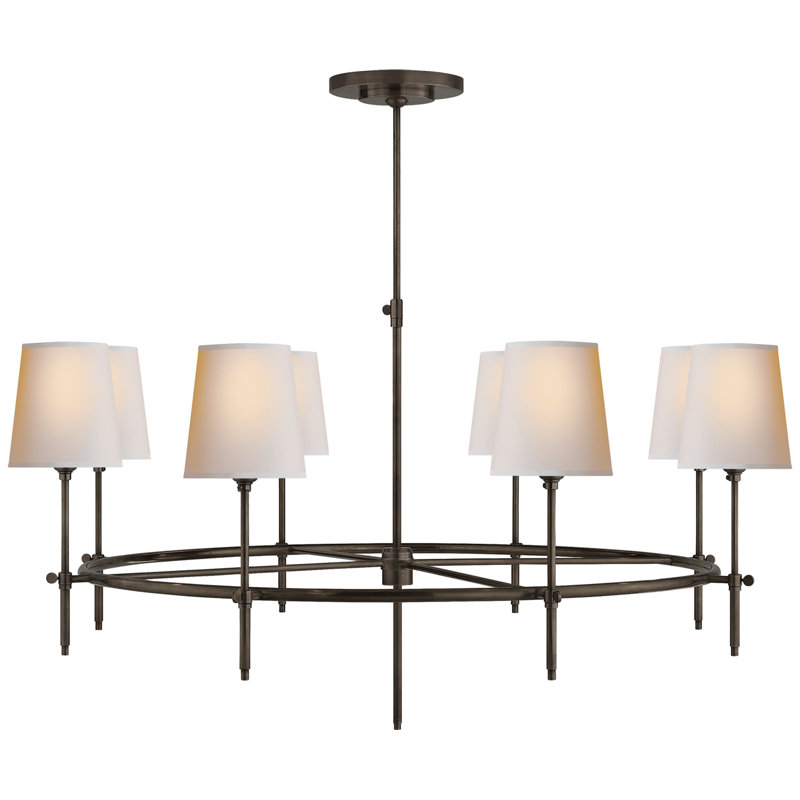 Thomas O'Brien Bryant Large Ring Chandelier, Fabric, Bronze