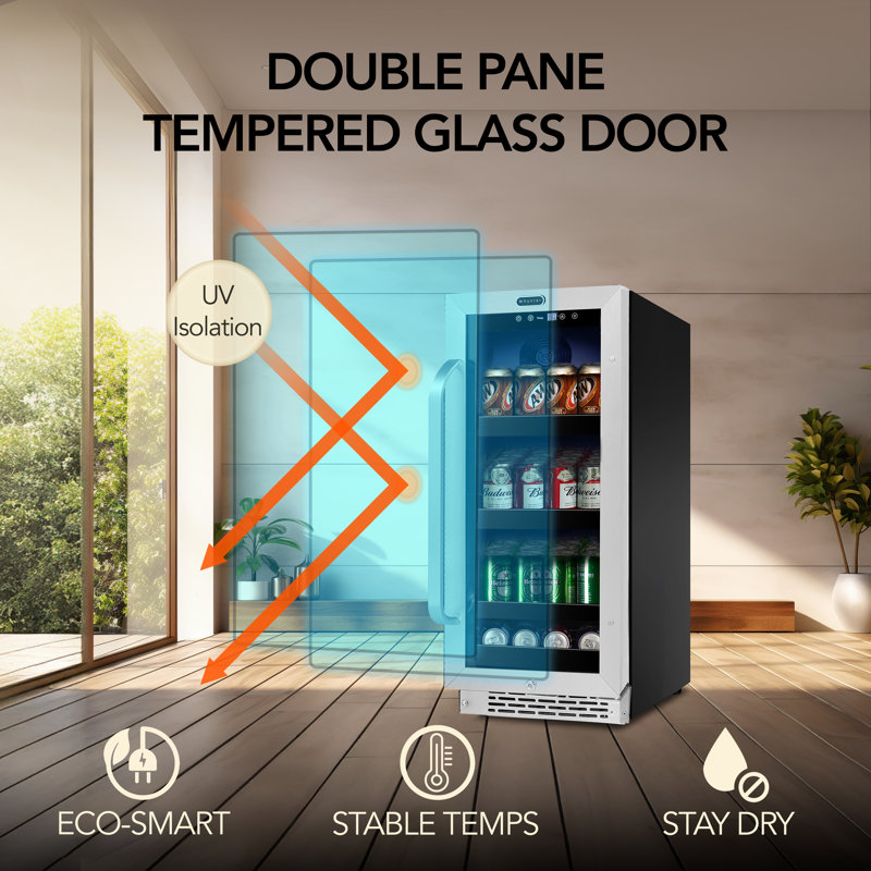 Whynter 15" Stainless Steel Undercounter Beverage Refrigerator with Reversible Door
