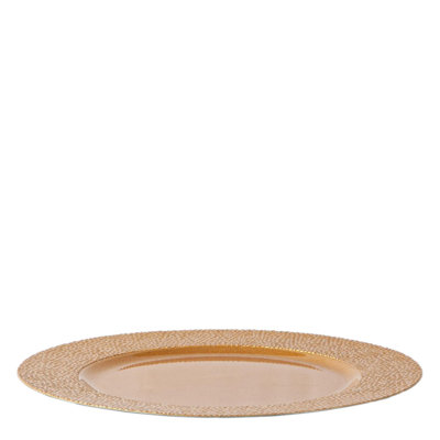 Argon Tableware - Melamine Charger Plates - Hammered Design - Gold - Set of 6