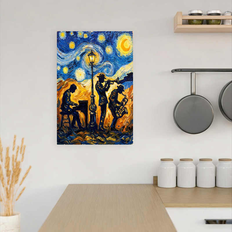 Jazz Under The Stars Abstract Contemporary Horse Landscape Nature Wall Art Print by HUGO - Wrapped Canvas Print