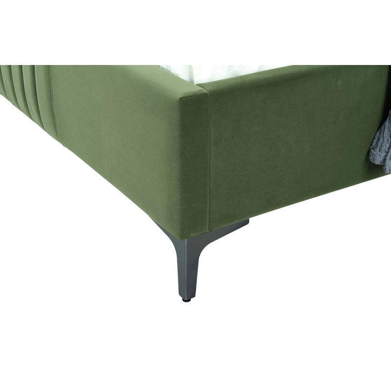 Leilan Upholstered Platform Bed, Queen, Moss Green
