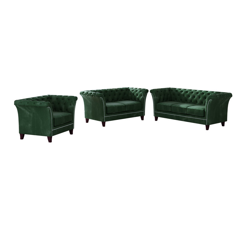 Chesterfield  Sofa Set 3+2+1, Bottle green