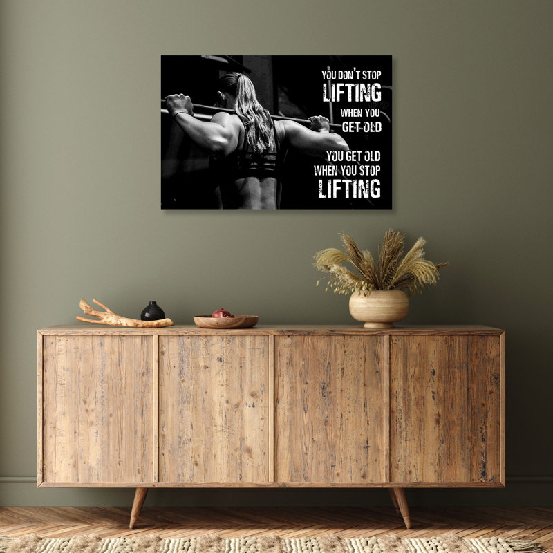 A Girl Practicing Gym - You Don't Stop Lifting Saxophone When You Get Old - 1 Piece Rectangle Graphic Art Print On Wrapped Canvas