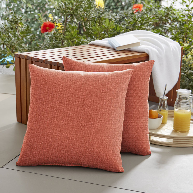 Ashish Outdoor Sunbrella Rectangular Pillow Cover & Insert, Carré de 20 po, Rouge