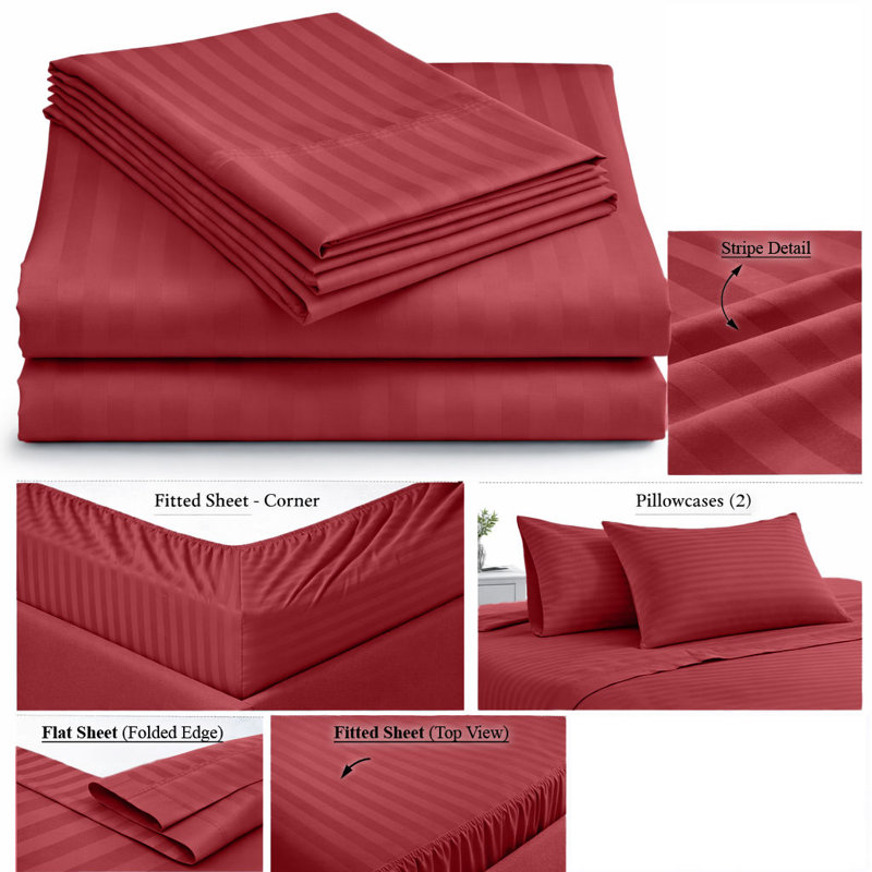 Oxford Collection 600 Thread Count Deep Pocket Egyptian Quality Cotton Solid Sheet Set, King Sheet Set with 2 Pillowcases