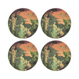 Cyprus Picnic Pop Pink Vegan Leather Round Coasters