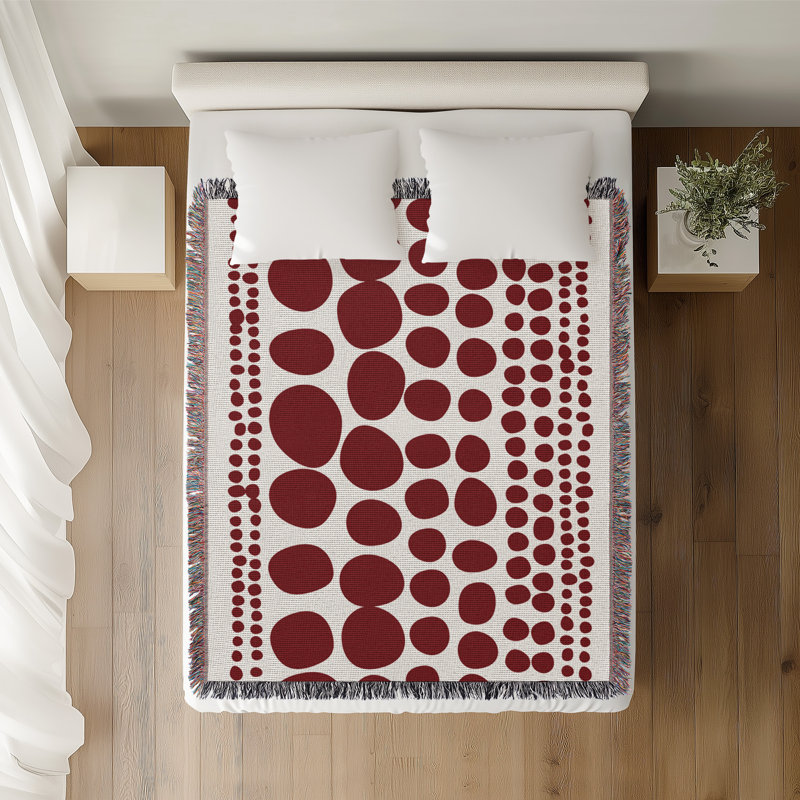 Jeté en coton Ajani, 50 x 70, Rouge