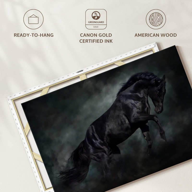 Brampt Prancing Black Horse, 8" H x 12" W