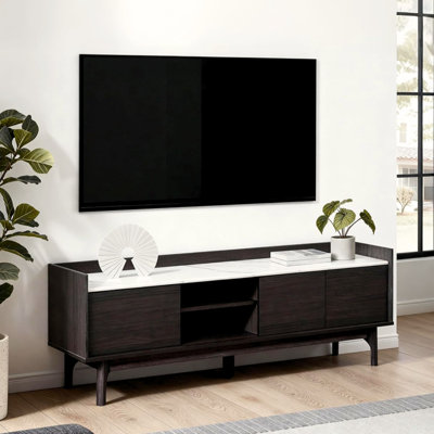 62'' W Modern TV Stand with Faux Marble Top for TVs up to 65''