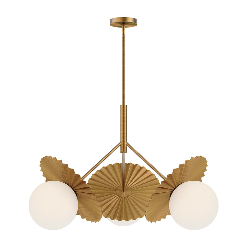 Lustre à 3 lumières Laki, Or brossé, H 20,88 po x l 33,63 po x P 33,63 po