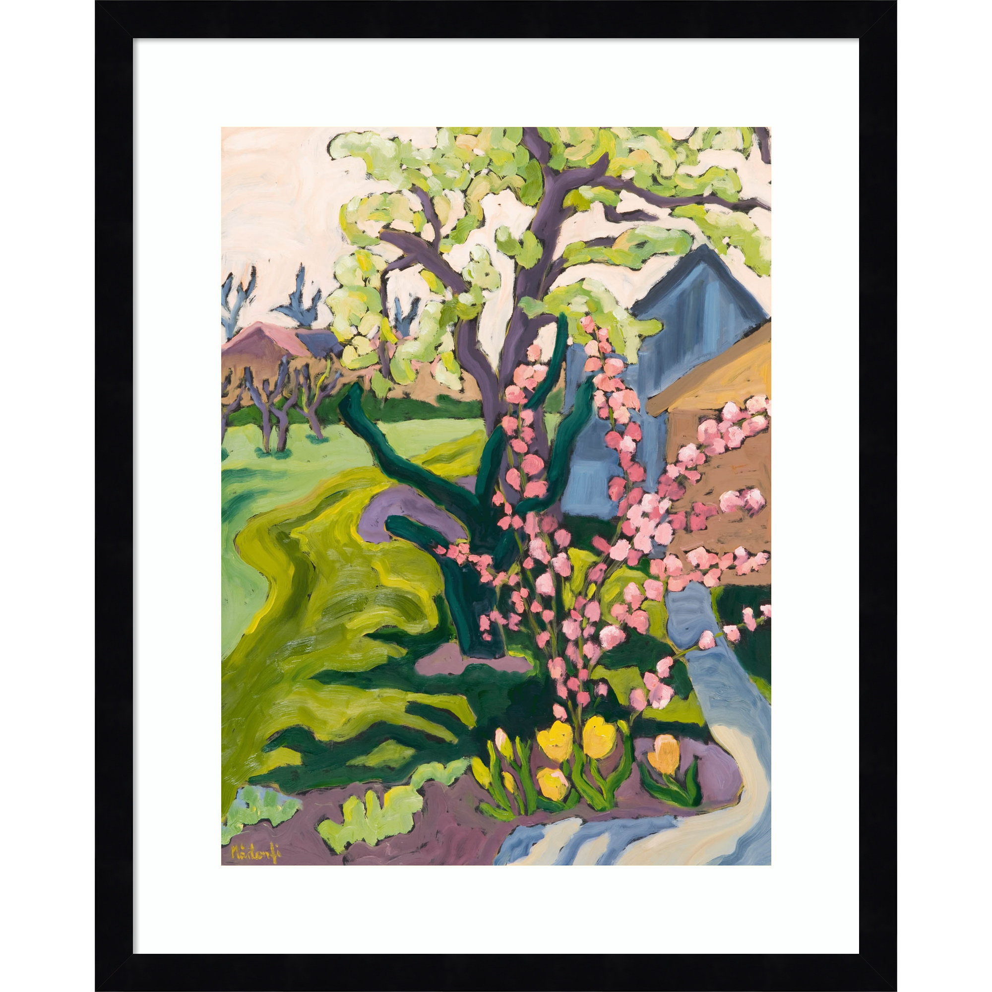 Fayra Garden In Dusk Light Framed On Paper by Fayra Print, Black, 21" H x 17" W x 1" D