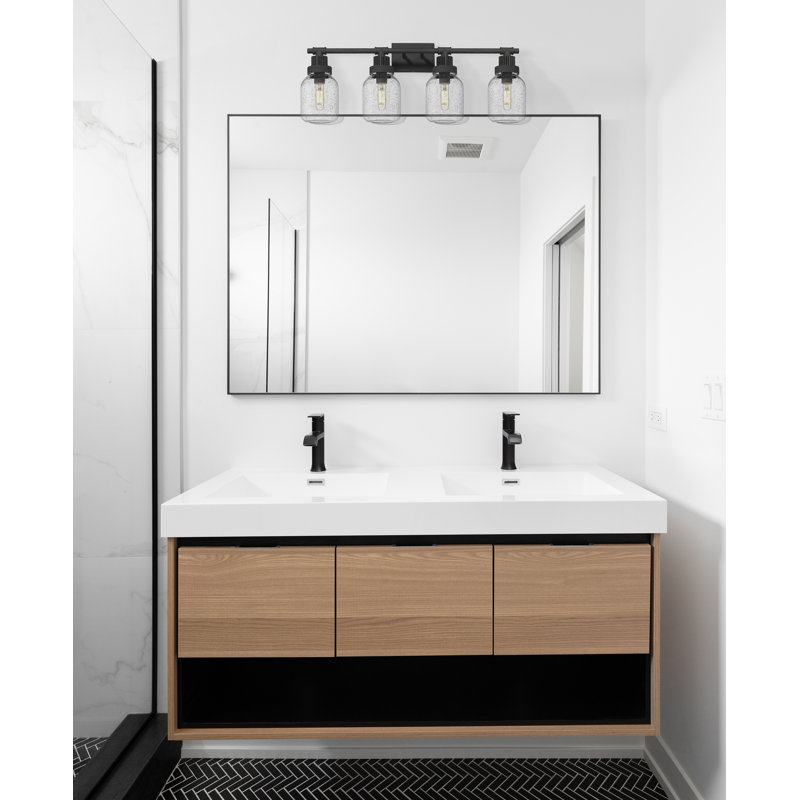Éclairage pour meuble-lavabo mural 4 po Somers, Noir texturé, Transparent
