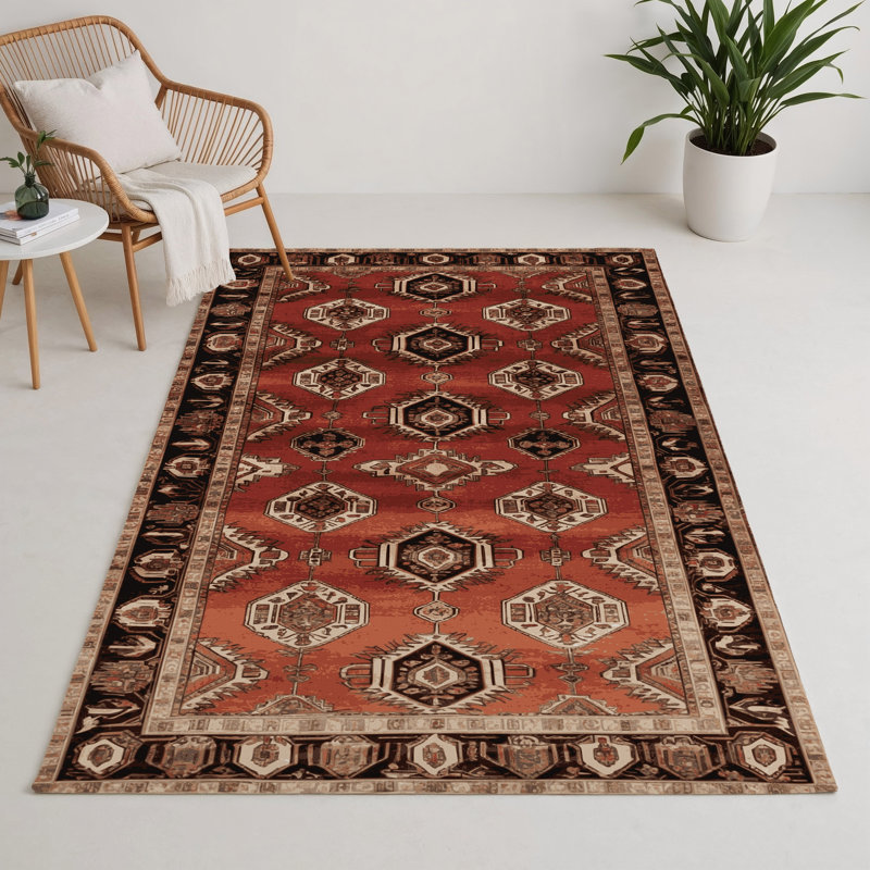 Persian Brown Indoor and Outdoor Area Rug, Rectangle 9' x 12'