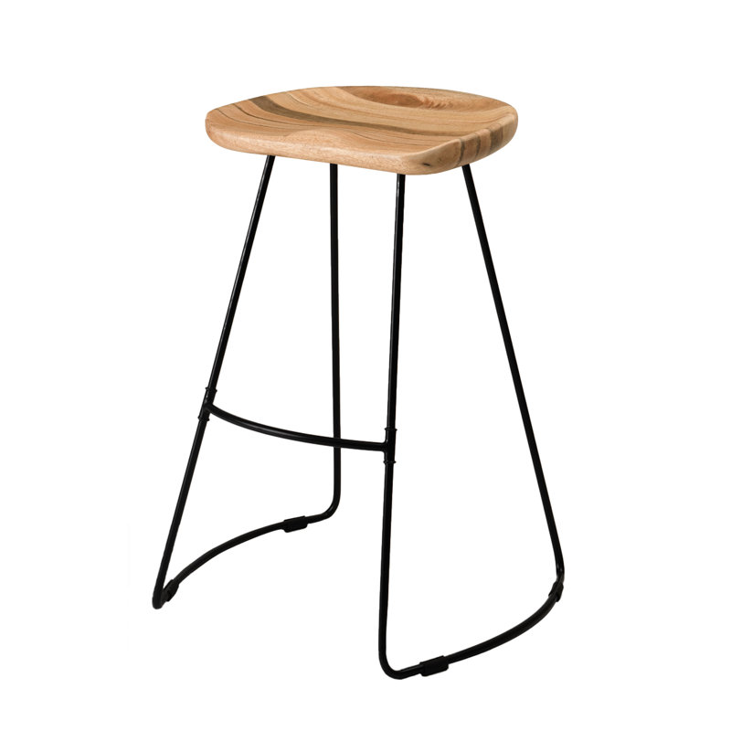 Aleicia Solid Wood Counter Bar Stool, Walnut/Black, 73.75cm H