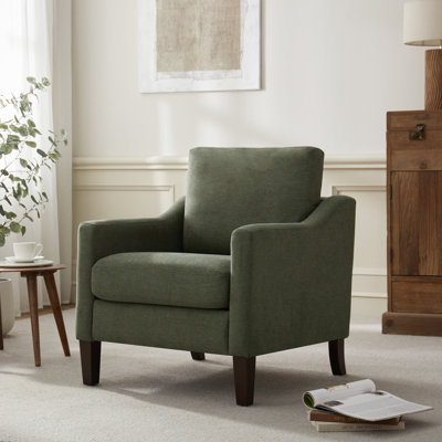 Upholstered Armchair with Solid Wood Legs
