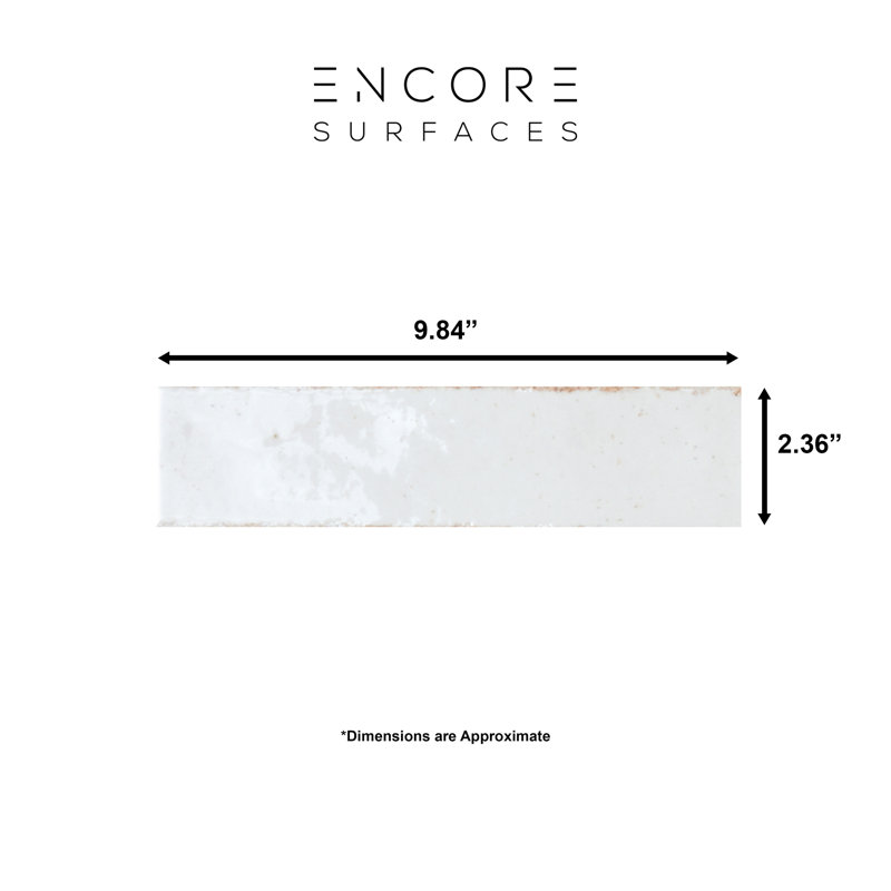 Chelsea 2" x 10" Zellige Porcelain Wall Tile, Bianco White