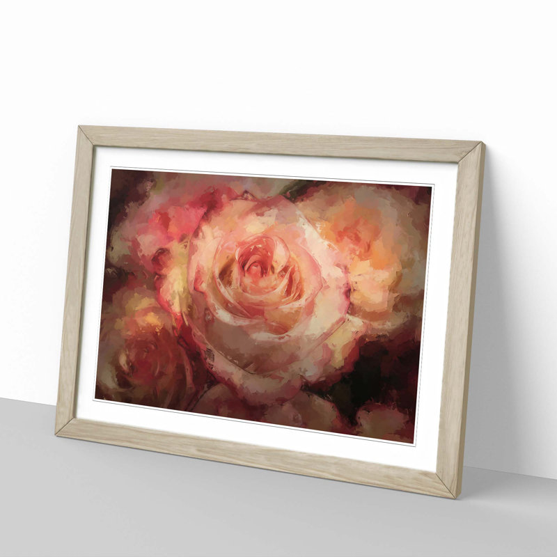 Pink Tipped Roses - Framed Print, Oak, 60cm H x 91cm W x 2cm D