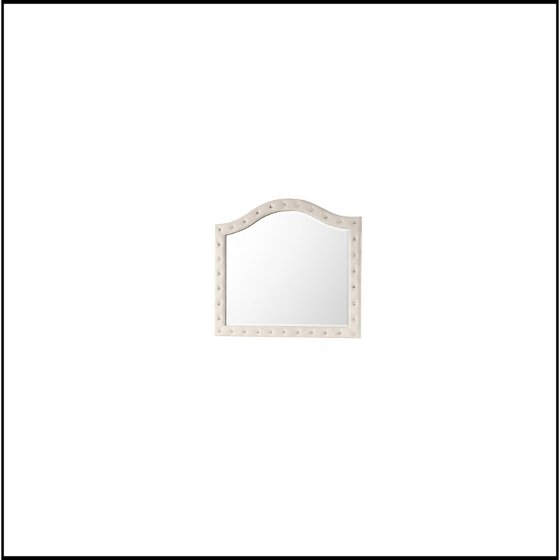 Miroir capitonné en cristal Sophia Modern Style, Crème, crème