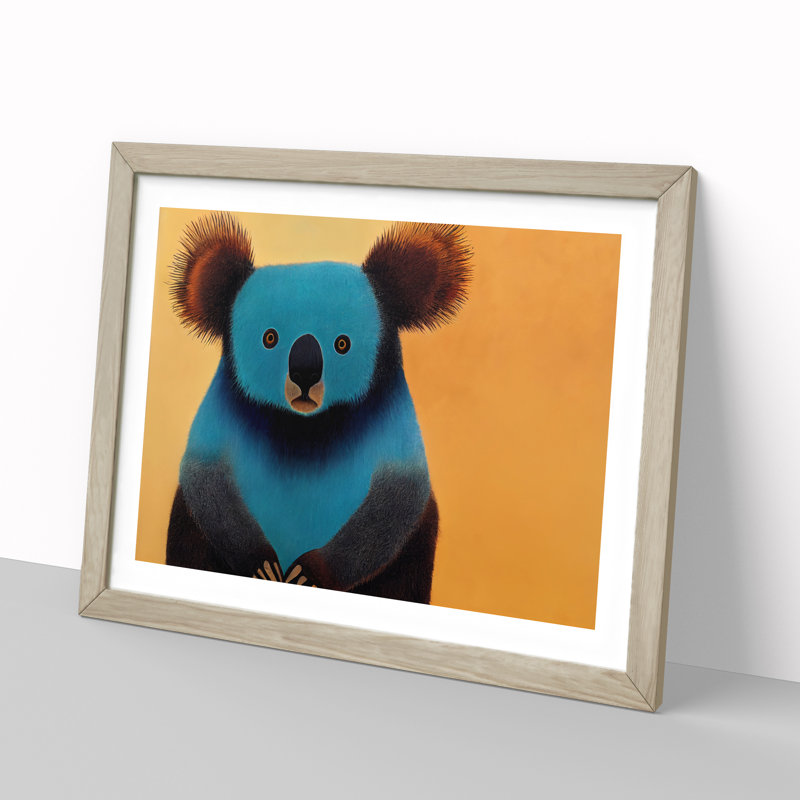 Adorable Koala Bear - Single Picture Frame Painting, Oak Framed, 46cm H x 64cm W x 2cm D