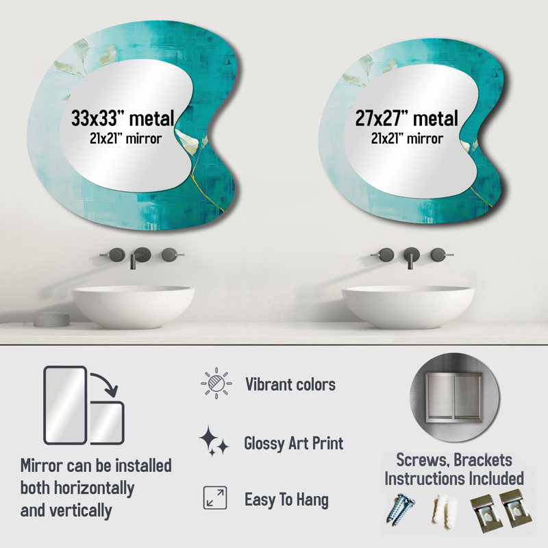 Grand miroir mural Turquoise, 27 po x 27 po