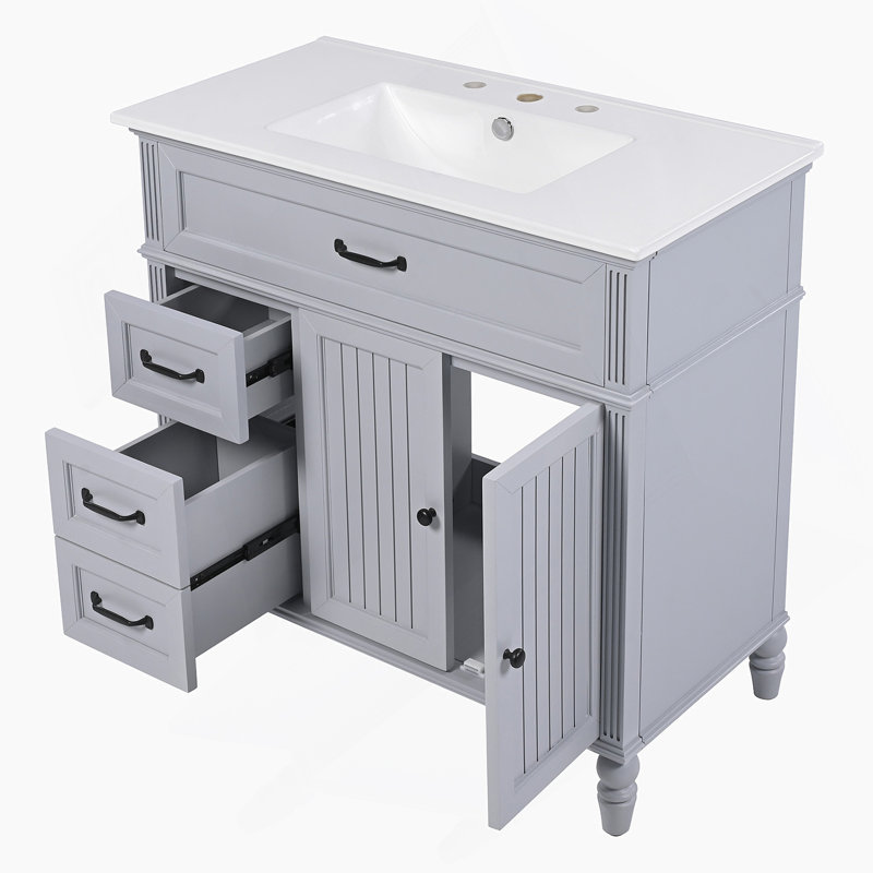 Meuble-lavabo 36 po avec lavabo, Gris